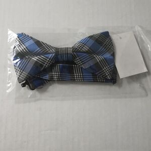 Blue and Black Plaid Silk Bow Tie